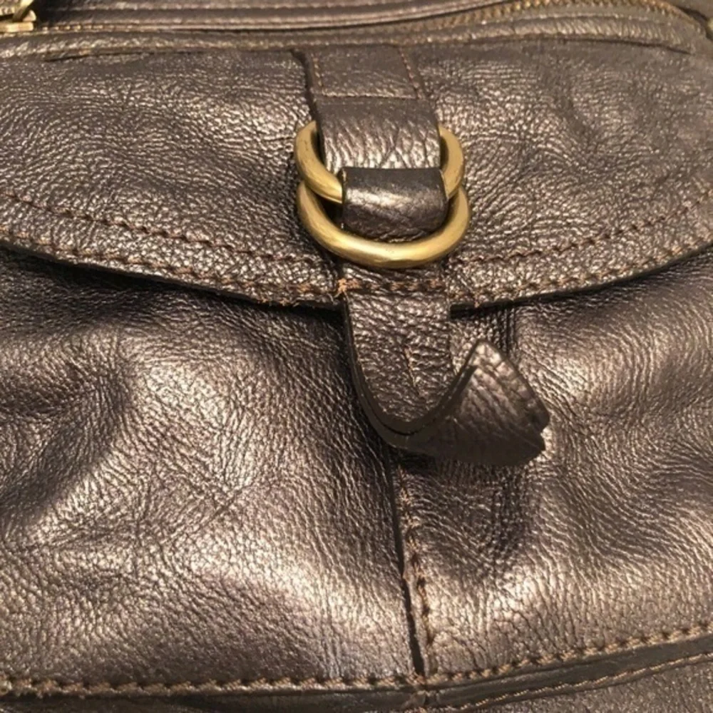 Fossil dark silver messenger bag